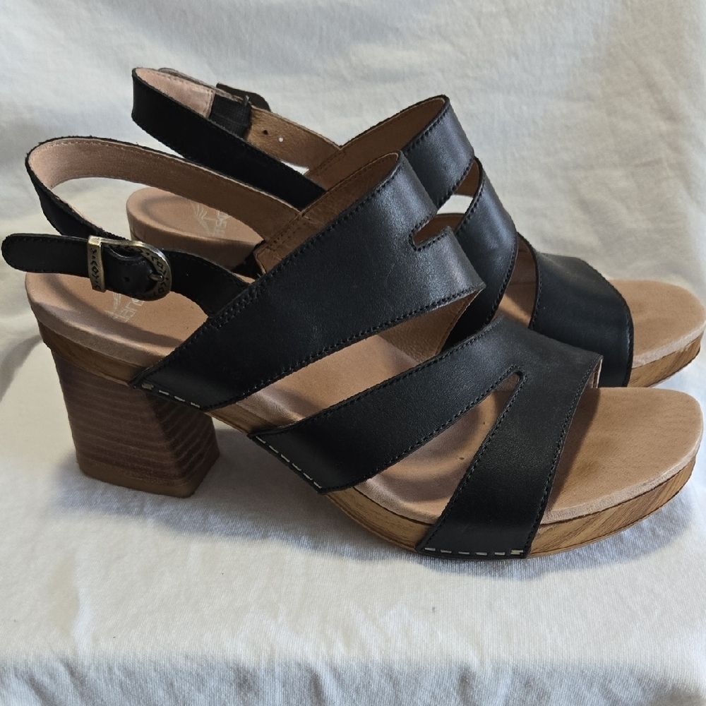 Dansko ASHLEE Black Leather Women's Sandals Size 40